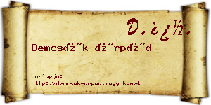 Demcsák Árpád névjegykártya